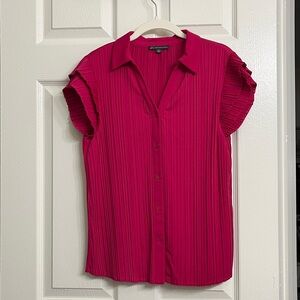 Adrianna Papell Pink Pleated Blouse